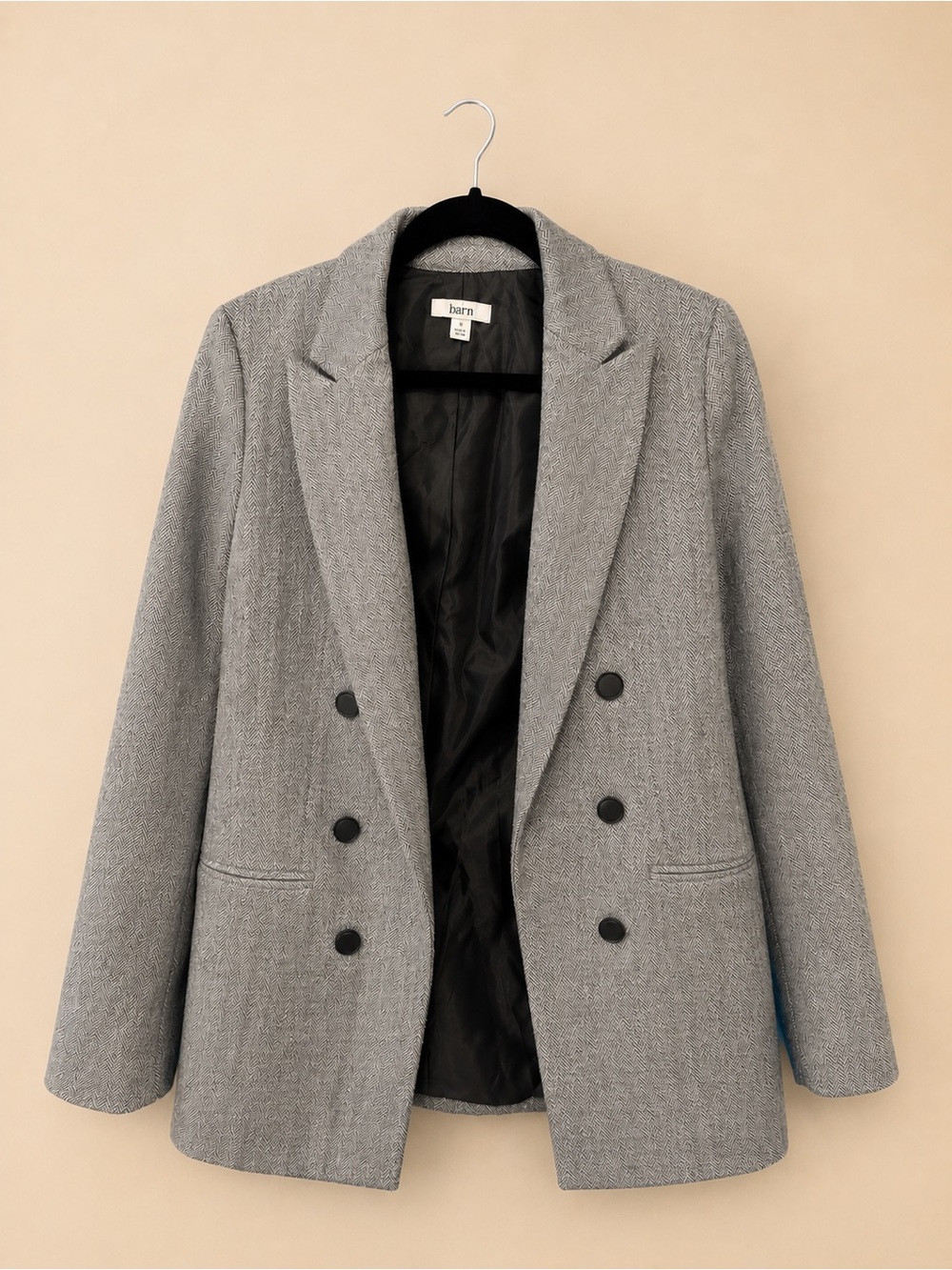 Bar III Double-Breasted Gray Blazer Jacket